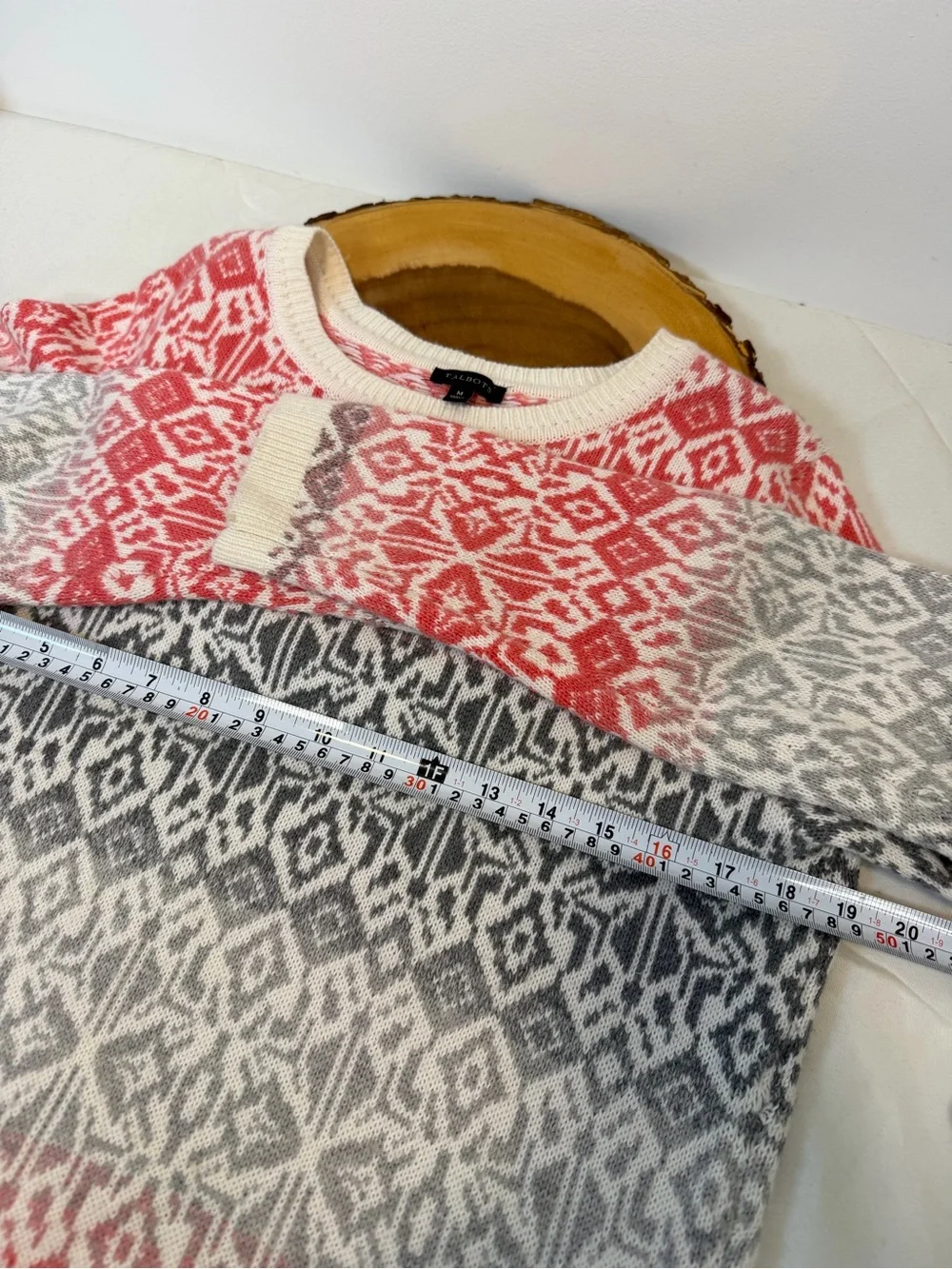 Talbots Gray Coral Fair‎ Isle Pullover Lambswool Blend Sweater Women’s Medium
